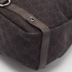 Pre Owned Gucci Dark Brown GG Canvas and Leather Abbey Hobo