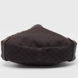 Pre Owned Gucci Dark Brown GG Canvas and Leather Abbey Hobo