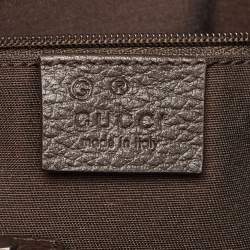 Pre Owned Gucci Dark Brown GG Canvas and Leather Abbey Hobo
