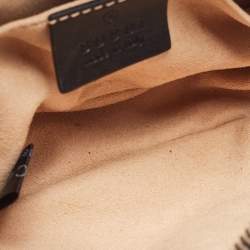 Pre Owned Gucci Black Matelassé Leather GG Marmont Belt Bag