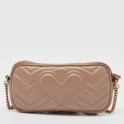 مملوكة مسبقًا Gucci Old Rose Matelassé Leather Mini GG Marmont Camera Bag