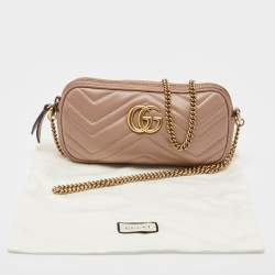 مملوكة مسبقًا Gucci Old Rose Matelassé Leather Mini GG Marmont Camera Bag