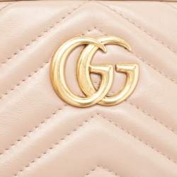 مملوكة مسبقًا Gucci Old Rose Matelassé Leather Mini GG Marmont Camera Bag