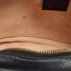 Pre Owned Gucci Black Matelassé Leather Small GG Marmont Shoulder Bag