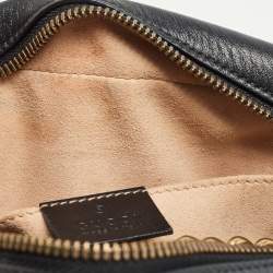 Pre Owned Gucci Black Matelassé Leather Small GG Marmont Shoulder Bag