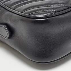 Pre Owned Gucci Black Matelassé Leather Small GG Marmont Shoulder Bag
