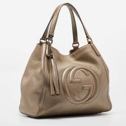 Pre Owned Gucci Gold Pebbled Leather Medium Soho Shoulder Bag