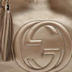 Pre Owned Gucci Gold Pebbled Leather Medium Soho Shoulder Bag