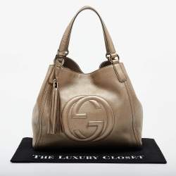 Pre Owned Gucci Gold Pebbled Leather Medium Soho Shoulder Bag