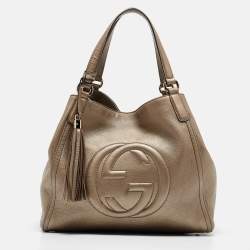 Pre Owned Gucci Gold Pebbled Leather Medium Soho Shoulder Bag