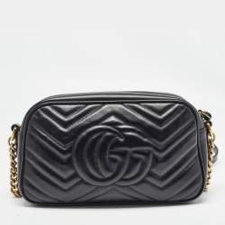 Pre Owned حقيبة كتف غوتشي جي جي مارمونت جلد ماتيلاسيه أحمر صغيرة