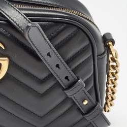 Pre Owned حقيبة كتف غوتشي جي جي مارمونت جلد ماتيلاسيه أحمر صغيرة