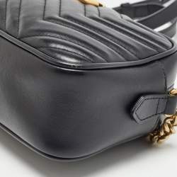 Pre Owned حقيبة كتف غوتشي جي جي مارمونت جلد ماتيلاسيه أحمر صغيرة