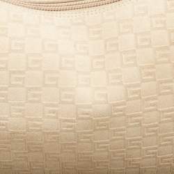 Pre Owned Gucci Beige GG Suede and Leather Hobo