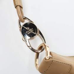 Pre Owned Gucci Beige GG Suede and Leather Hobo