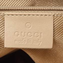 Pre Owned Gucci Beige GG Suede and Leather Hobo
