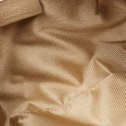 Pre Owned Gucci Beige GG Suede and Leather Hobo