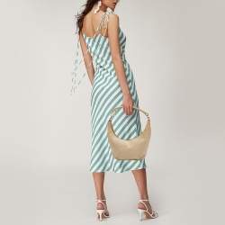 Pre Owned Gucci Beige GG Suede and Leather Hobo