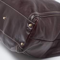 Pre Owned Gucci Brown Leather Large Britt Tote