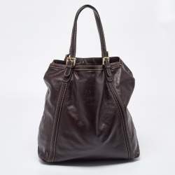 Pre Owned Gucci Brown Leather Large Britt Tote