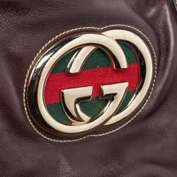 Pre Owned Gucci Brown Leather Large Britt Tote