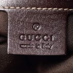 Pre Owned Gucci Brown Leather Large Britt Tote