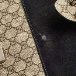 Pre Owned Gucci Black/Beige GG Supreme Canvas and Suede Medium Dionysus Shoulder Bag