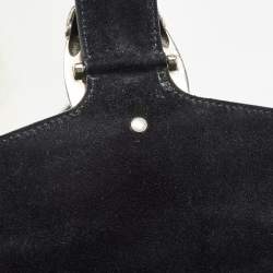 Pre Owned Gucci Black/Beige GG Supreme Canvas and Suede Medium Dionysus Shoulder Bag