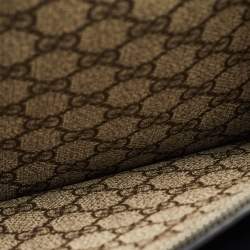 Pre Owned Gucci Black/Beige GG Supreme Canvas and Suede Medium Dionysus Shoulder Bag