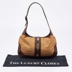 Pre Owned Gucci Brown Canvas and Leather Jackie O Hobo