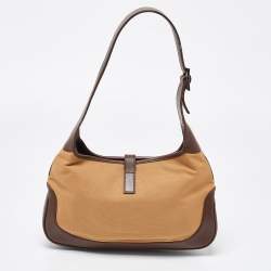 Pre Owned Gucci Brown Canvas and Leather Jackie O Hobo
