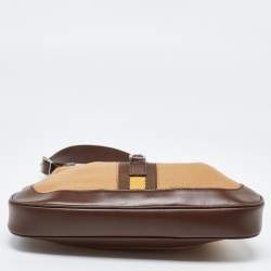 Pre Owned Gucci Brown Canvas and Leather Jackie O Hobo