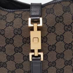 Pre Owned Gucci Black GG Canvas and Leather Jackie O Hobo