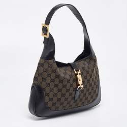 Pre Owned Gucci Black GG Canvas and Leather Jackie O Hobo