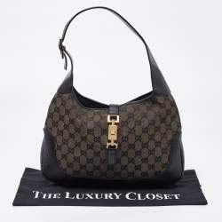 Pre Owned Gucci Black GG Canvas and Leather Jackie O Hobo