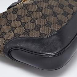 Pre Owned Gucci Black GG Canvas and Leather Jackie O Hobo