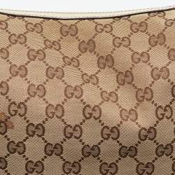 Pre Owned Gucci Beige/Off White GG Canvas and Leather Hobo