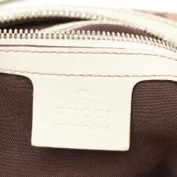 Pre Owned Gucci Beige/Off White GG Canvas and Leather Hobo
