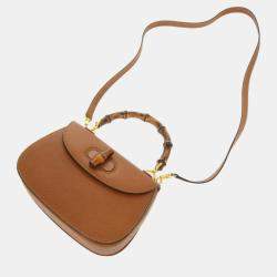 Gucci Brown Leather Small Bamboo Handle Bag