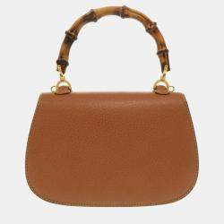 Gucci Brown Leather Small Bamboo Handle Bag