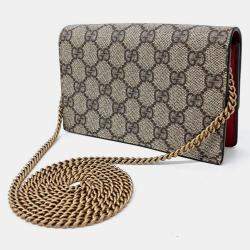 Gucci Beige GG Coated Canvas Mini Cherries Wallet on Chain 