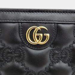 Pre Owned Gucci Black Leather GG Clutch 