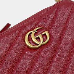 Gucci Burgundy Leather Marmont Chain Crossbody Bag 