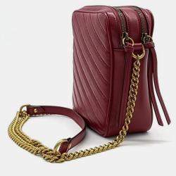 Gucci Burgundy Leather Marmont Chain Crossbody Bag 