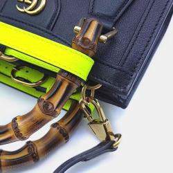 Pre Owned Gucci Black Leather Mini Diana Bamboo Top Handle Bag