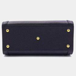 Pre Owned Gucci Black Leather Mini Diana Bamboo Top Handle Bag