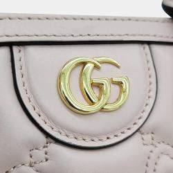 Pre Owned Gucci Pink Leather Matelasse Mini Top Handle Bag 