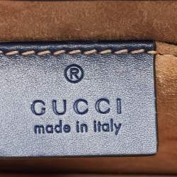 Pre Owned Gucci Blue Leather Mini Web Chain Sylvie Crossbody Bag