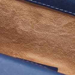 Pre Owned Gucci Blue Leather Mini Web Chain Sylvie Crossbody Bag