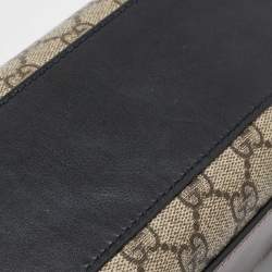 Pre Owned Gucci Beige/Black GG Supreme Canvas and Leather Medium Padlock Shoulder Bag
